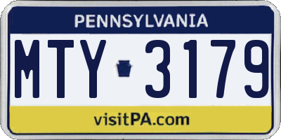 PA license plate MTY3179