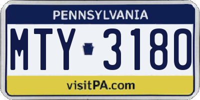 PA license plate MTY3180