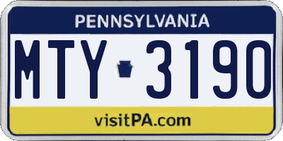 PA license plate MTY3190