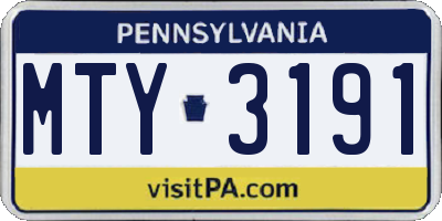 PA license plate MTY3191