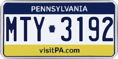 PA license plate MTY3192