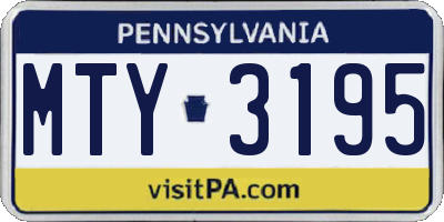 PA license plate MTY3195