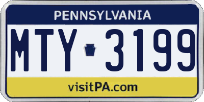 PA license plate MTY3199