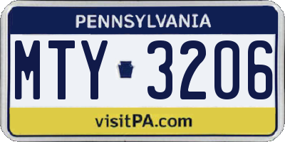 PA license plate MTY3206
