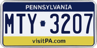 PA license plate MTY3207