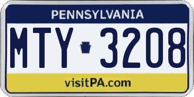 PA license plate MTY3208