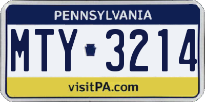 PA license plate MTY3214