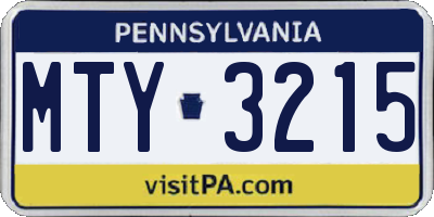 PA license plate MTY3215