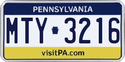 PA license plate MTY3216