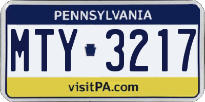 PA license plate MTY3217