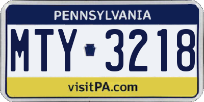 PA license plate MTY3218