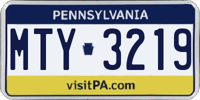 PA license plate MTY3219