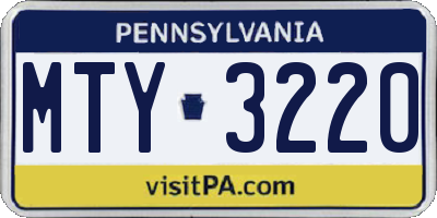 PA license plate MTY3220