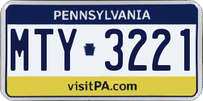 PA license plate MTY3221
