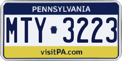 PA license plate MTY3223