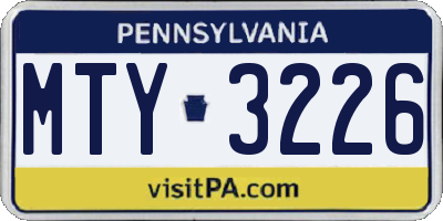 PA license plate MTY3226