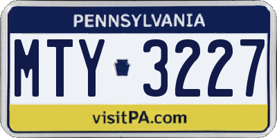 PA license plate MTY3227