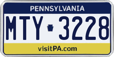 PA license plate MTY3228