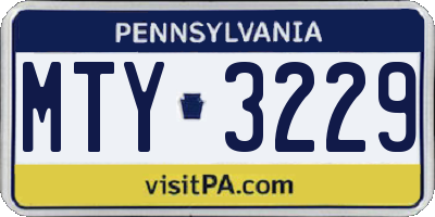 PA license plate MTY3229