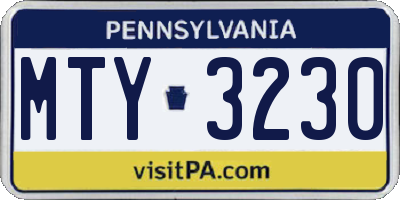 PA license plate MTY3230