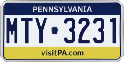 PA license plate MTY3231