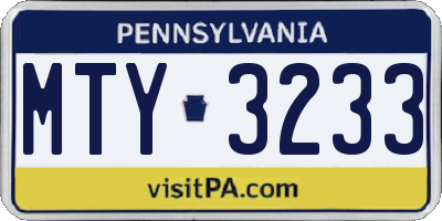 PA license plate MTY3233