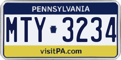 PA license plate MTY3234