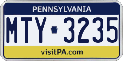 PA license plate MTY3235
