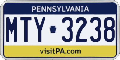 PA license plate MTY3238