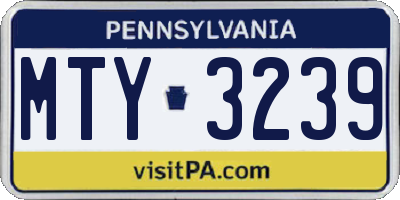 PA license plate MTY3239