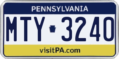 PA license plate MTY3240