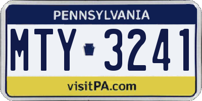 PA license plate MTY3241