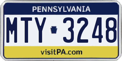 PA license plate MTY3248