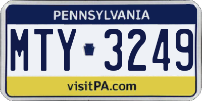PA license plate MTY3249