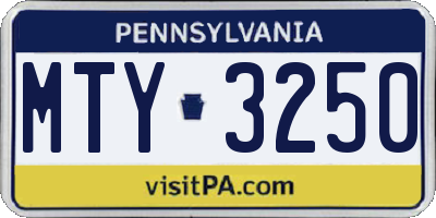 PA license plate MTY3250