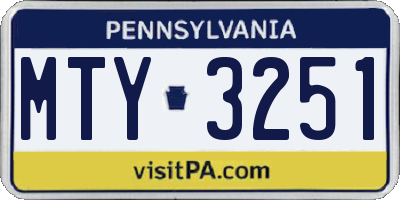 PA license plate MTY3251