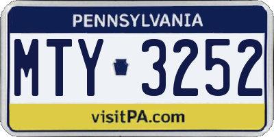 PA license plate MTY3252