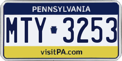 PA license plate MTY3253