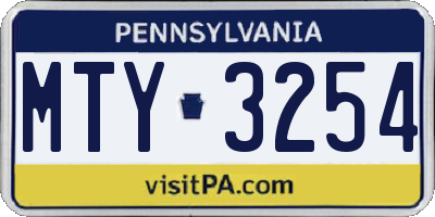 PA license plate MTY3254