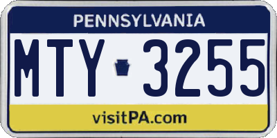 PA license plate MTY3255