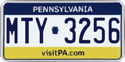 PA license plate MTY3256