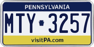 PA license plate MTY3257