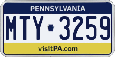 PA license plate MTY3259