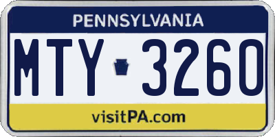 PA license plate MTY3260