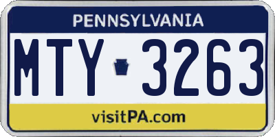 PA license plate MTY3263