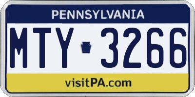 PA license plate MTY3266