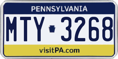 PA license plate MTY3268