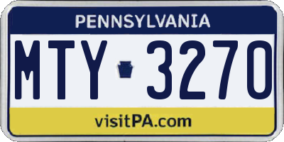 PA license plate MTY3270