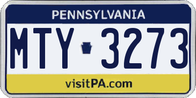 PA license plate MTY3273