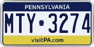 PA license plate MTY3274